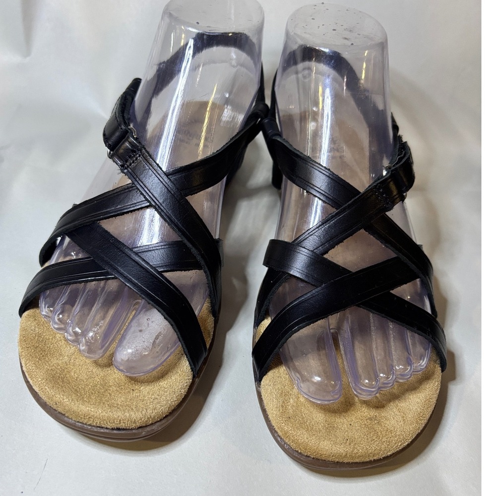 Bass Sunjuns Margie II Black Leather Strappy Sandals Womens size‎ 6 New